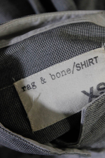 Rag & Bone Womens Cotton Houndstooth Print Button Up Tunic Black White Size XS