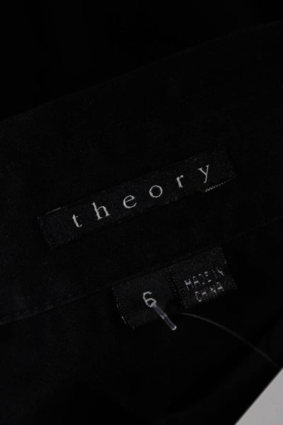 Theory Womens Cotton 3/4 Sleeve Collared Empire Waist Shirt Dress Black Size 6