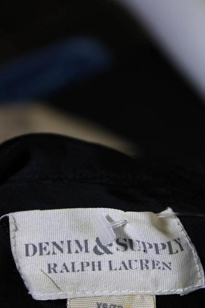 Denim & Supply By Ralph Lauren Women's Long Sleeve Silk Lace Up Blouse Black XS
