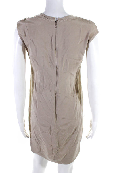 'S Max Mara Womens Scoop Neck Sleeveless Solid Midi Dress Beige Size Small