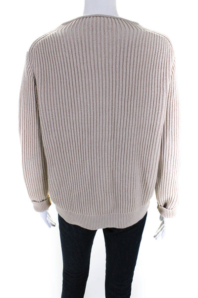 J Crew Womens Long Sleeve Ribbed Knit Boxy Crew Neck Sweater Brown Size Small