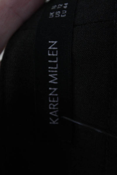 Karen Millen Womens Zipper Fly High Rise Pleated Trouser Pants Brown Size 12
