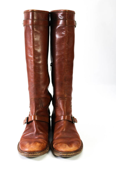 Ralph Lauren Womens Leather Almond Toe Knee High Riding Boots Brown Size 6