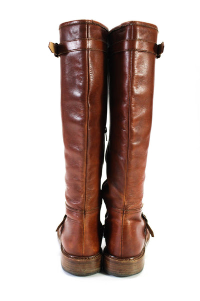 Ralph Lauren Womens Leather Almond Toe Knee High Riding Boots Brown Size 6
