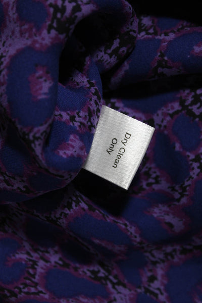 Parker Women's Long Sleeve V-Neck Animal Print Mini Dress Purple Size M