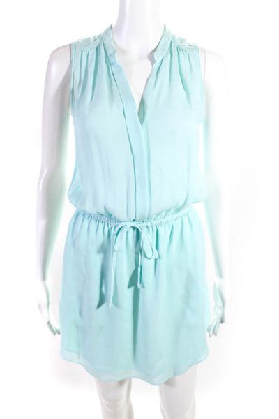Babaton Women's Silk Sleeveless Drawstring Dress Green Size XS