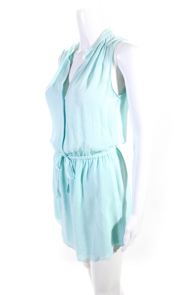 Babaton Women's Silk Sleeveless Drawstring Dress Green Size XS