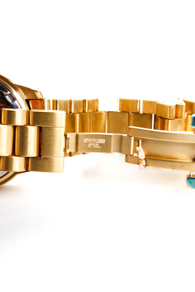 Folli Follie Men's Gold Tone 35mm Round Face Chainlink Wristwatch Black