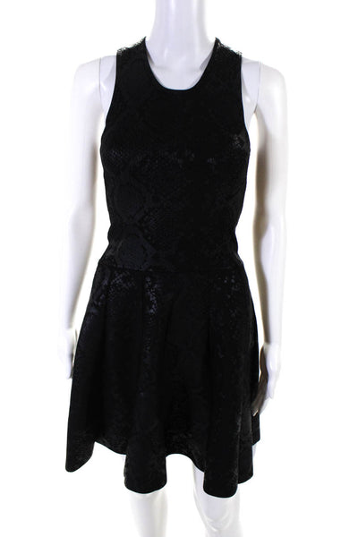 Parker Womens Snakeskin Print A Line Sleeveless Dress Black Size Small
