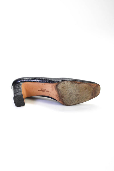 Salvatore Ferragamo Womens Black Reptile Skin Print Sandals Shoes Size 7.5