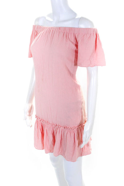 Rebecca Taylor Womens Orange Cotton Off Shoulder Short Sleeve A-Line Dress Size2