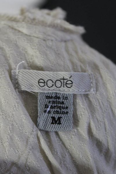 Ecote Womens Lace Trim V Neck Off Shoulder Romper Ecru Size Medium