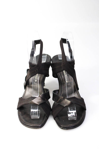 Donald J Pliner Womens Elastic Wrap Strap Stiletto Open Heels Brown Size 7.5