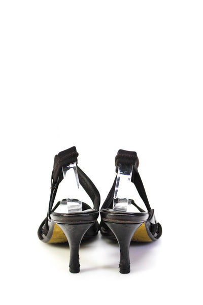 Donald J Pliner Womens Elastic Wrap Strap Stiletto Open Heels Brown Size 7.5