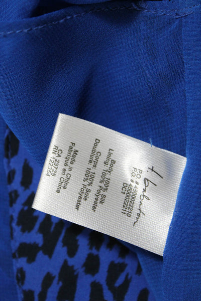 T. Babaton Womens Silk Cheetah Ruched Empire Waist Midi Dress Blue Size 2XS