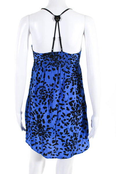 Yumi Kim Womens Silk Abstract Spotted Corset Fit & Flare Midi Dress Blue Size XS