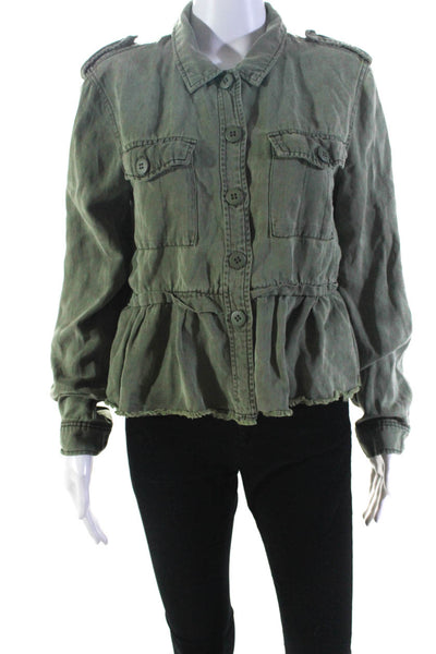 Sanctuary Women's Collared Button Up Jacket Army Green Size S