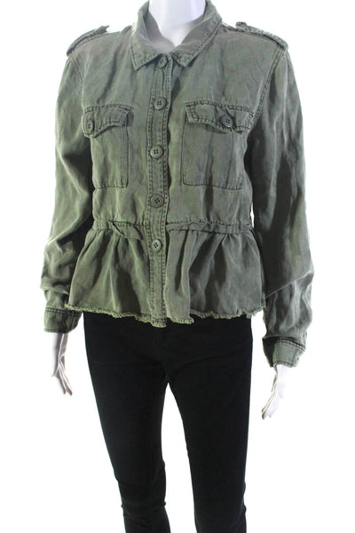 Sanctuary Women's Collared Button Up Jacket Army Green Size S