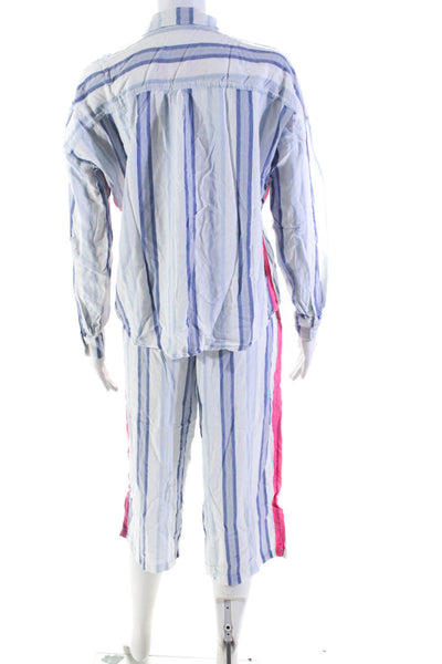 PJ Salvage Women's Stripped Pajama Pants Set Blue S lot 2
