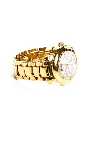 Folli Follie Women's Chunky Gold Tone Crystal 45mm Round Face Wristwatch