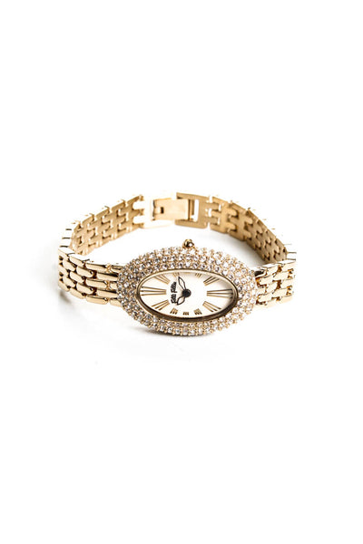 Folli Follie Women's Gold Tone Crystal Case 25mm Oval Face Wrist Watch