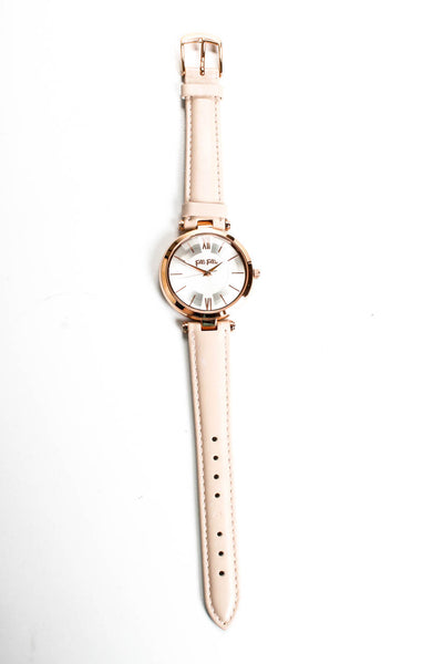 Folli Follie Women's Pink Leather Strap 35mm Rose Gold Tone Round Face Watch