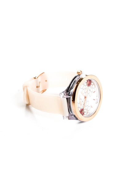 Folli Follie Women's Pink Jelly Strap 35mm Floral Round Face Watch