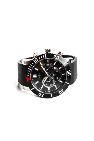 Folli Follie Black Rubber Stainless Steel 52mm Round Face Multi Dial Watch