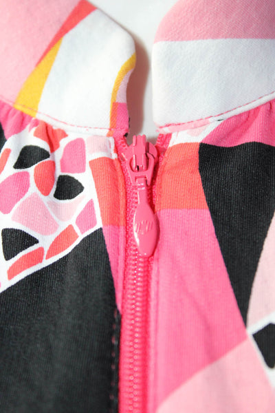 Ibkul Women's Abstract Print Sleeveless Tie Waist Mini Dress Pink Size S