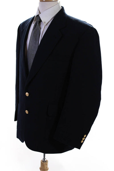 Stafford Men's Collared Long Sleeves Lined Jacket Navy Blue Size 42