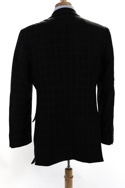 Stafford Men's Collared Lined Two Button Long Sleeves Jacket Check Size 42