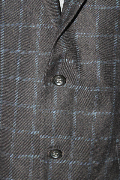 Stafford Men's Collared Lined Two Button Long Sleeves Jacket Check Size 42