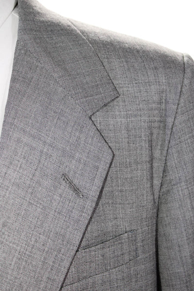 H. Freeman & Son Mens Gray Wool Two Button Long Sleeve Blazer Size 42