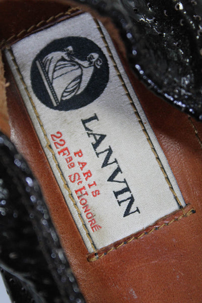 Lanvin Womens Mesh Textured Ruched Cap Toe Ballet Flats Brown Size 8