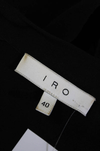 IRO Womens Black Lace Trim Cold Shoulder Crew Neck Blouse Top Size 40