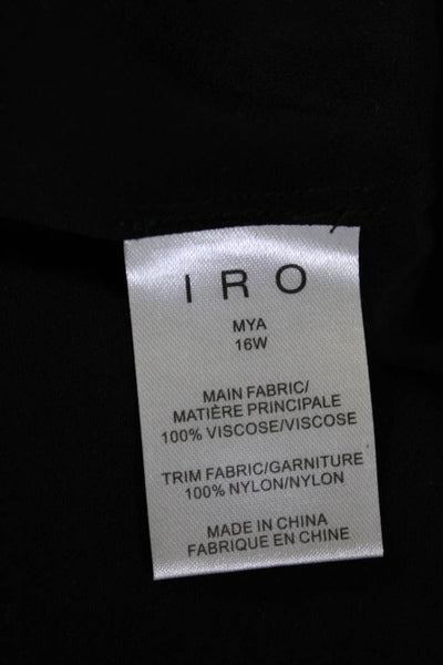 IRO Womens Black Lace Trim Cold Shoulder Crew Neck Blouse Top Size 40