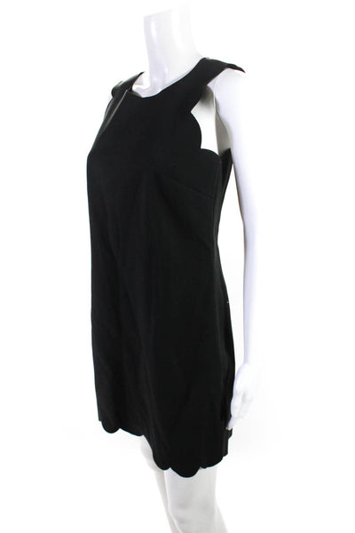 J Crew Womens Asymmetrical Hem Back Zipped Sleeveless Midi Dress Black Size 2