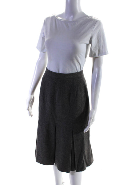 Vera Maxwell Womens Zip Front Solid Pleated Flare Midi Skirt Gray Size XS