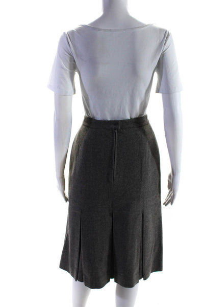 Vera Maxwell Womens Zip Front Solid Pleated Flare Midi Skirt Gray Size XS
