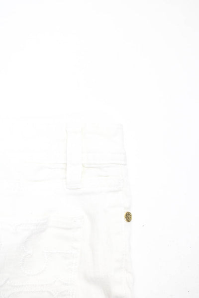 Tory Burch Womens White Mid-Rise Straight Leg Cropped Jeans Size 26