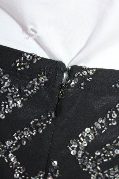 Yumi Kim Womens Embroidered Bead Abstract Textured Zip Mini Skirt Black Size XS