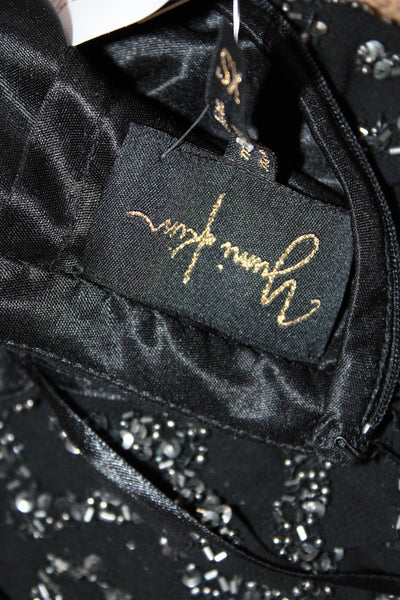 Yumi Kim Womens Embroidered Bead Abstract Textured Zip Mini Skirt Black Size XS