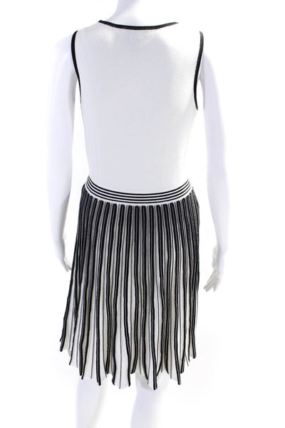 Kate Spade New York Womens Scoop Neck Solid Striped Flare Midi Dress White Size