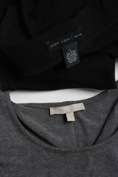 Joan Vass Womens Long Sleeved Slim Shirt Pants Gray Black Size M L Lot 2