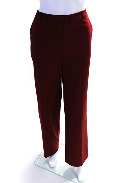 Patrick Mendes Womens Pleated Hook & Eye Straight Leg Dress Pants Red Size EUR42