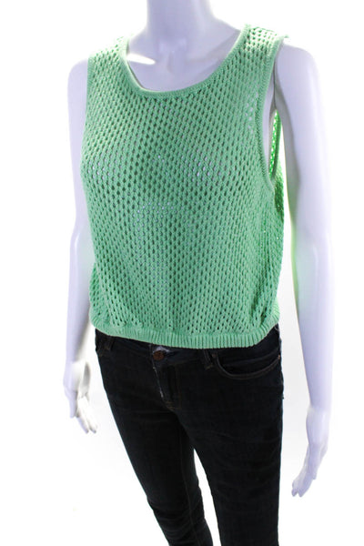 We Wore What Womens Crochet Crop Top Mint Green  Cotton Size Small