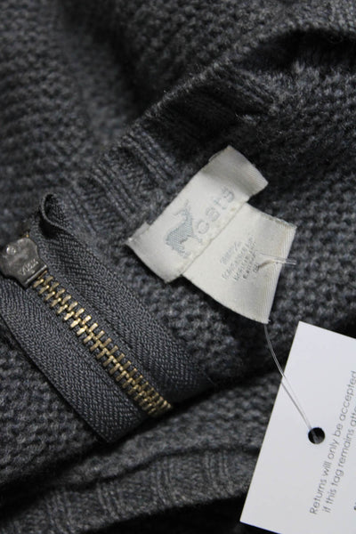 Oats Womens Cashmere Zipped Knit Round Neck Long Sleeve Sweater Gray Size S