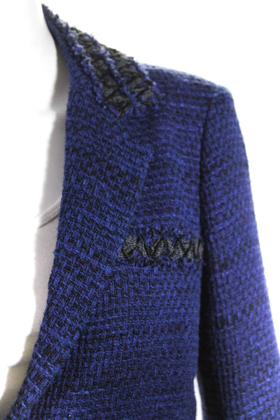 Chanel Womens 09P Woven Tweed Layered Blazer Jacket Blue Cotton Size FR 38