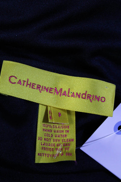 Catherine Malandrino Womens Solid Silk Metal Chain Detailed Dress Blue Size XS