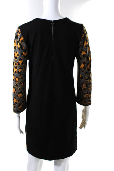 Sandro Paris Womens Animal Print Long Sleeve Back Zip Dress Gray Orange Size 1